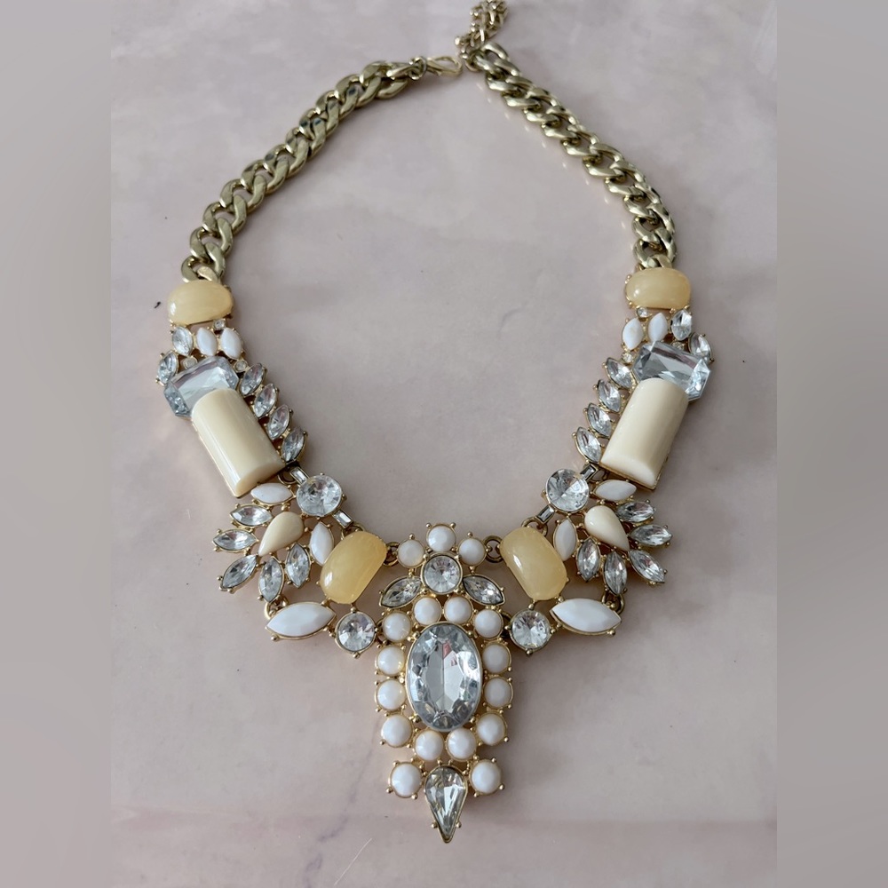 White and off white statement Necklace